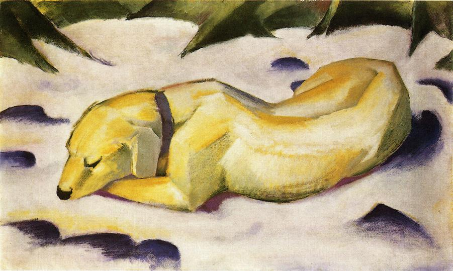 (image for) Handmade oil painting Copy paintings of famous artists Franz Marci's art Dog Lying in the Snow 1910 1 - Click Image to Close